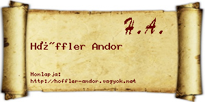Höffler Andor névjegykártya